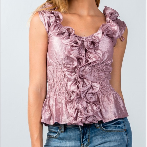 Arden B Tops - Blush Ruffle Front Sleeveless Top⭐️⭐️